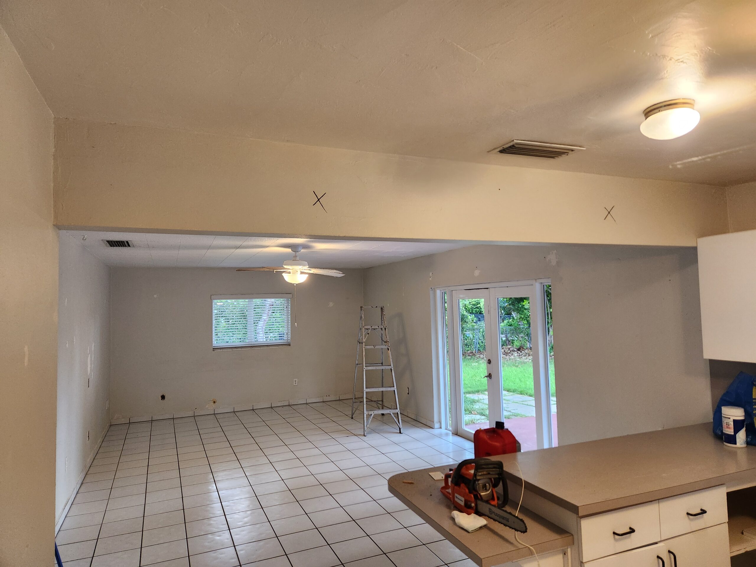 Jobsite photo: Open-concept kitchen remodel during structural prep