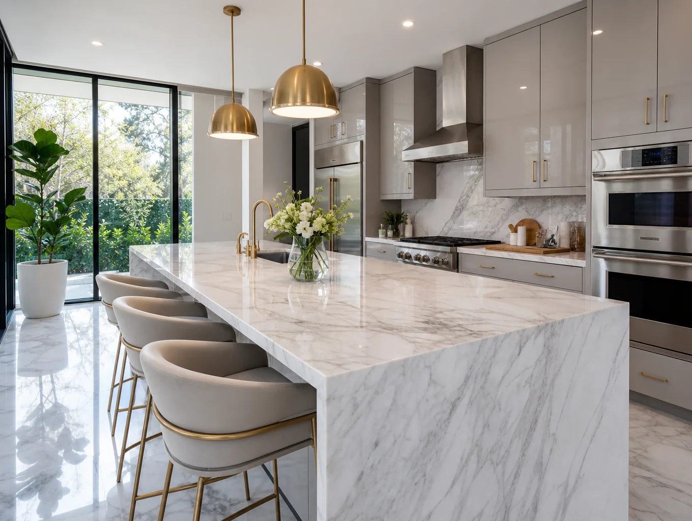 Modern luxury kitchen and open living space renovation in Miami